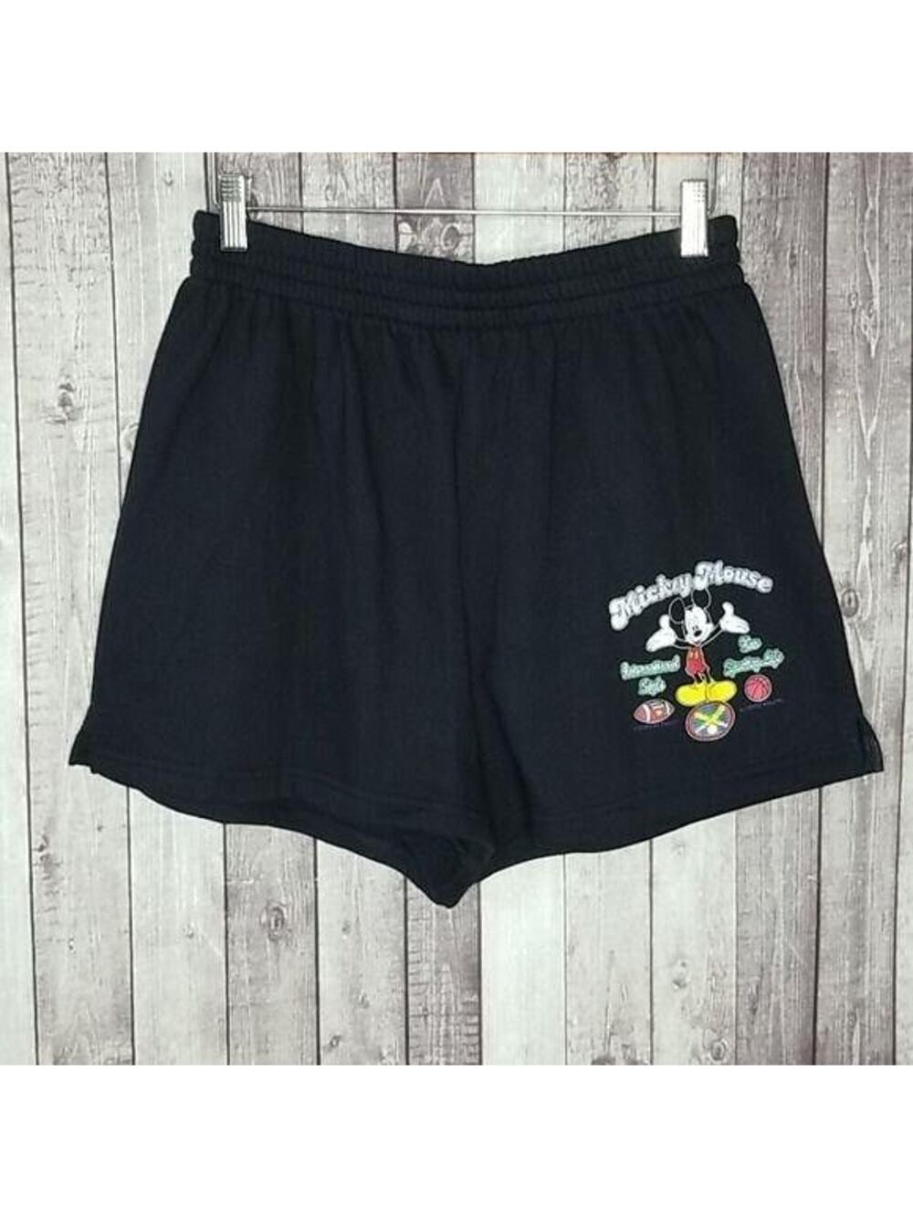 Mickey by Jerry Leigh Vintage 80s Black Mickey Mouse Pull-on Shorts Womens Large